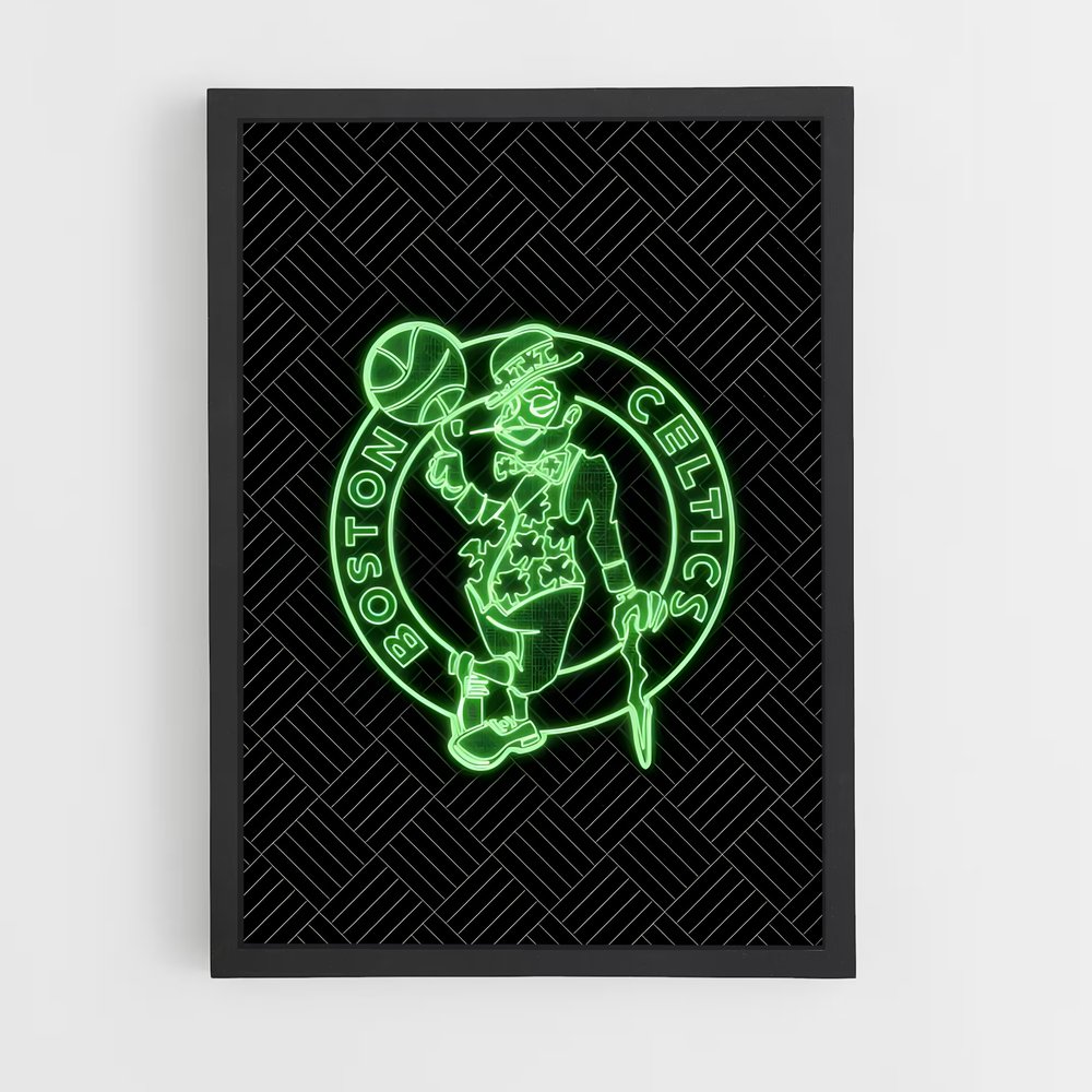Poster Neon Celtics – affiche Basketball (vue 2)